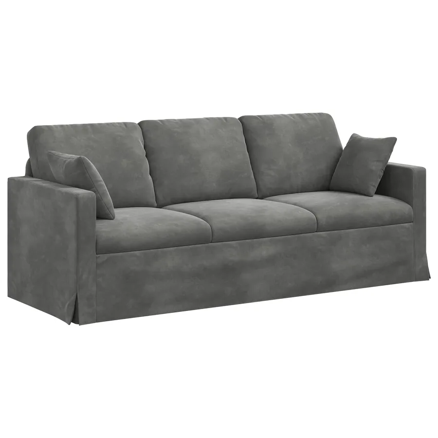 Canapé Gris foncé 198 x 78 x 80 cm Velours - 2