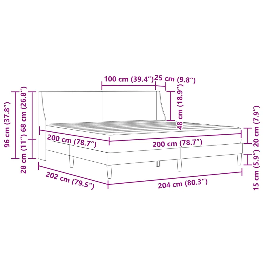 Cadre de lit avec matelas Gris clair 200 x 200 cm Polyester - 11