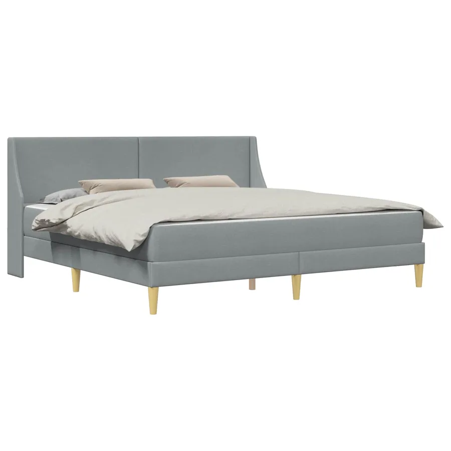 Cadre de lit avec matelas Gris clair 200 x 200 cm Polyester - 2