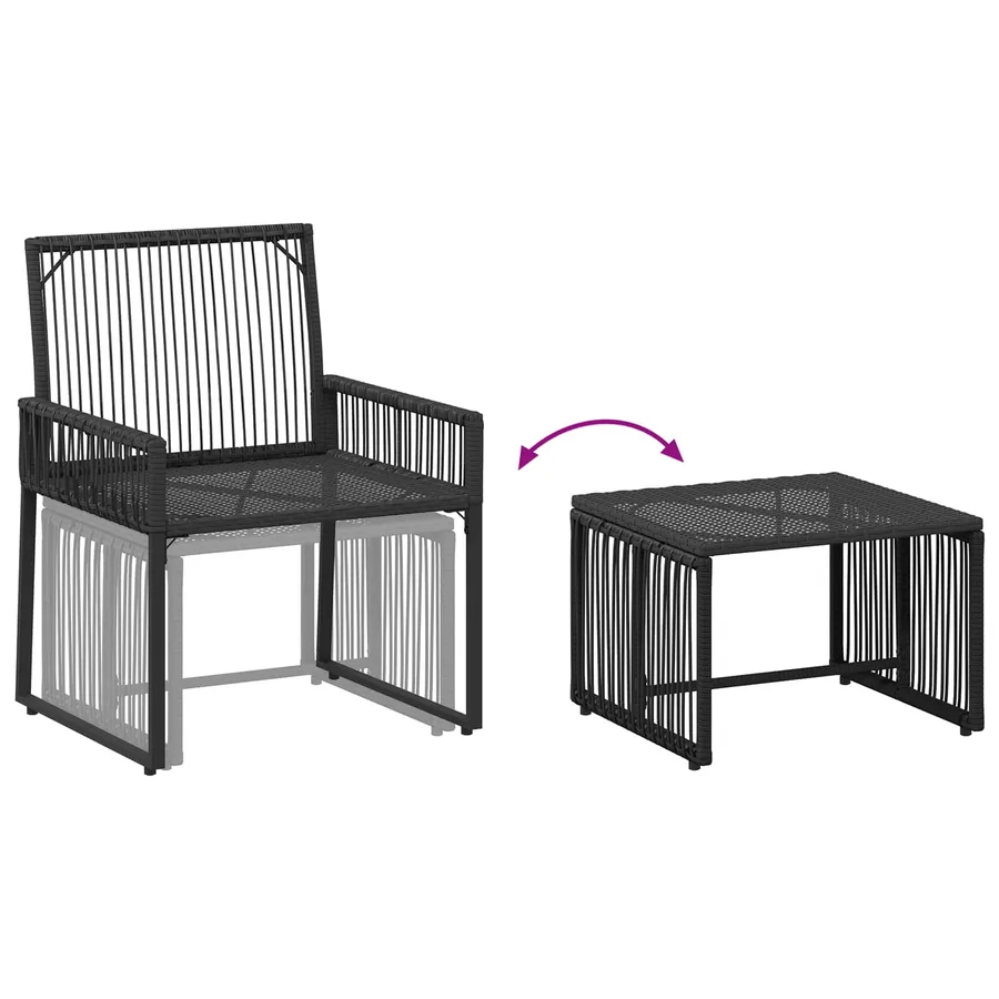 Ensemble de meubles d'extérieur 11 pcs Noir et blanc crème - 12