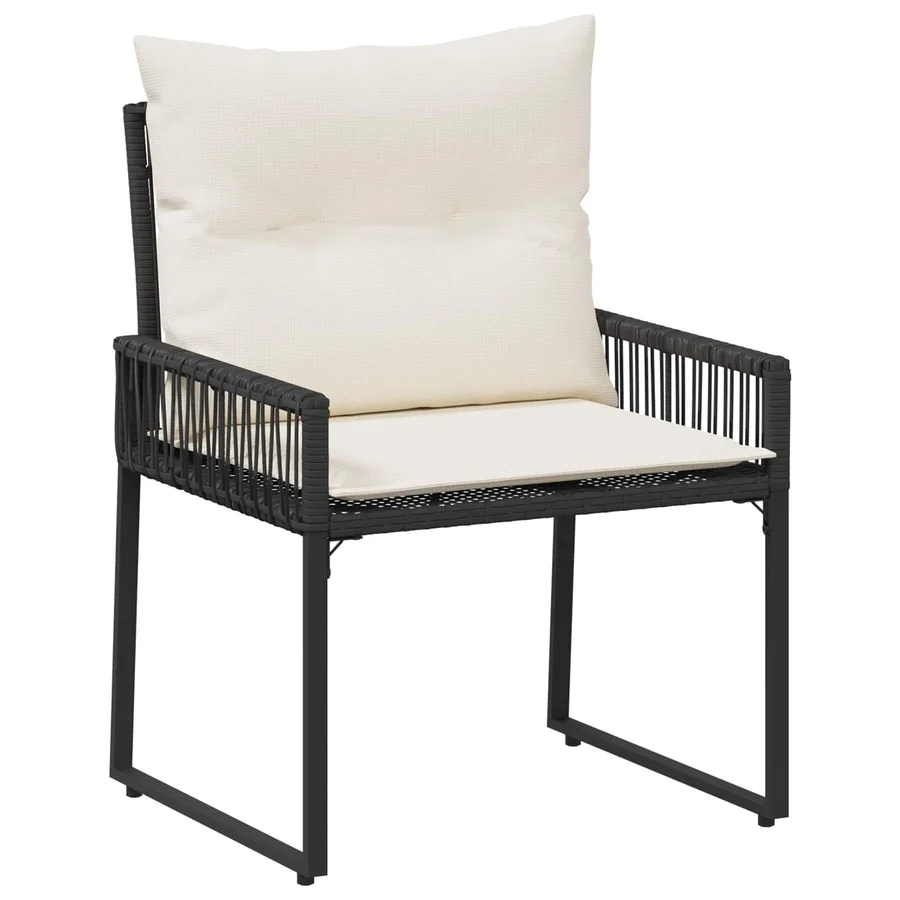 Ensemble de meubles d'extérieur 11 pcs Noir et blanc crème - 5