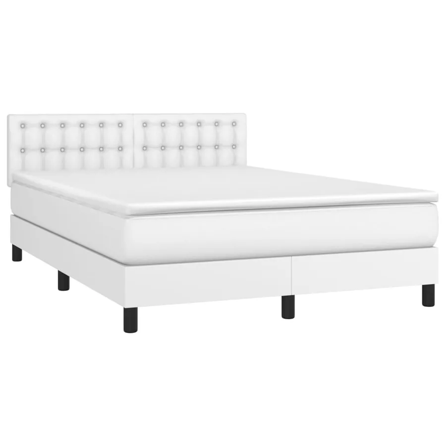 Sommier à lattes de lit avec matelas Blanc 140x190cm Similicuir - 3