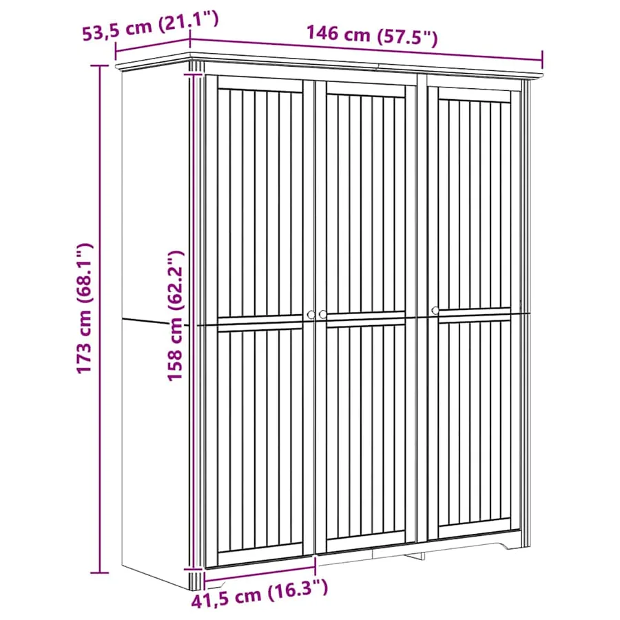Armoire BODO Marron miel 146 x 53,5 x 173 cm Bois d'ingénierie - 8