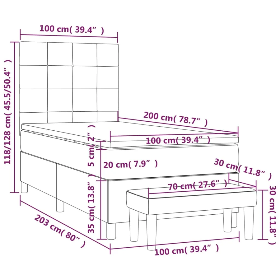 Sommier à lattes de lit avec matelas Marron foncé 100x200 cm - 8