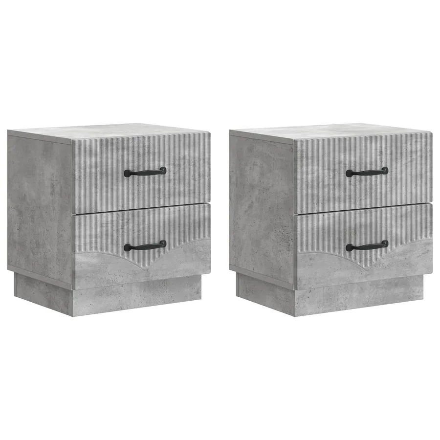 Cabinet de chevet 2 pcs Gris béton 43 x 34,5 x 44,5 cm - 2