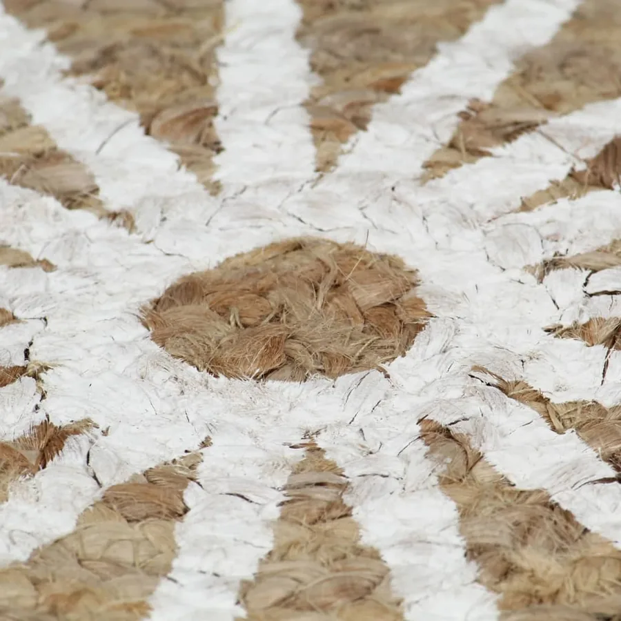 Tapis fait à la main Jute avec imprimé blanc 90 cm - 5