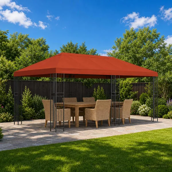 Gazebo avec murs latéraux 6 x 3 m Terre cuite