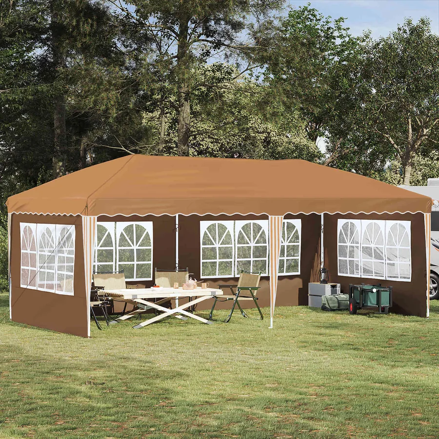 Tente de fête pop-up 575 x 289 x 245 cm Beige