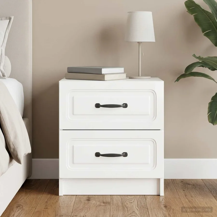 Cabinet de chevet Blanc brillant 43 x 34,5 x 44,5 cm