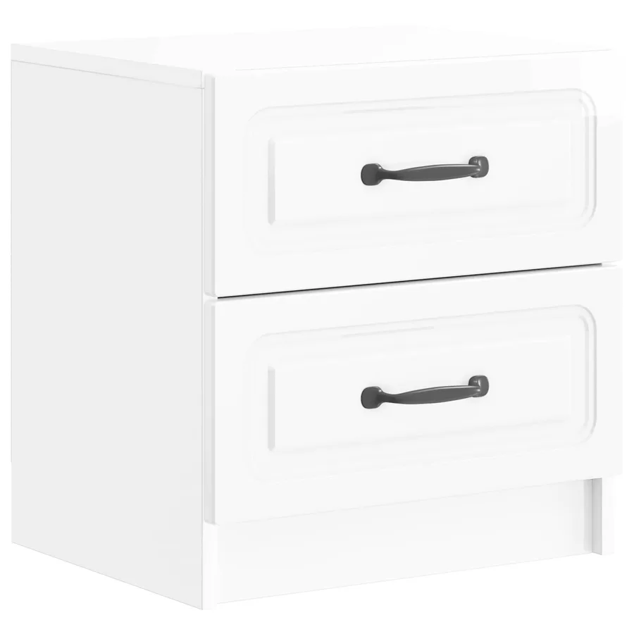 Cabinet de chevet Blanc brillant 43 x 34,5 x 44,5 cm - 2