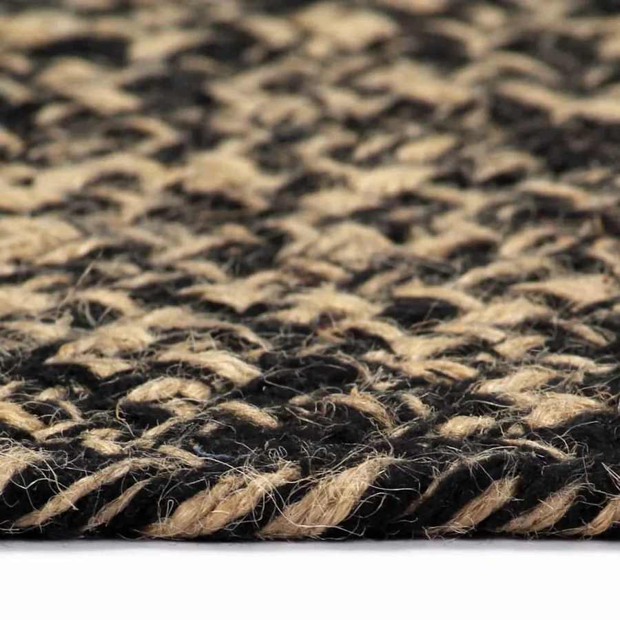 Tapis fait à la main Jute Noir et naturel 90 cm - 3