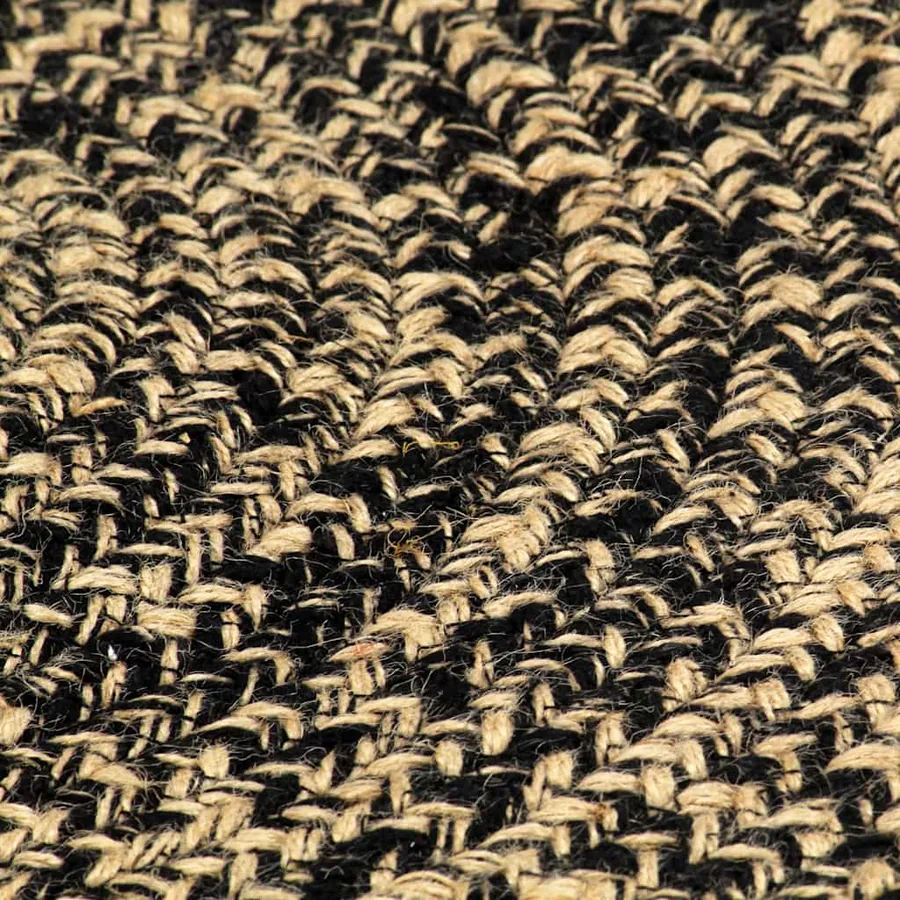 Tapis fait à la main Jute Noir et naturel 90 cm - 4