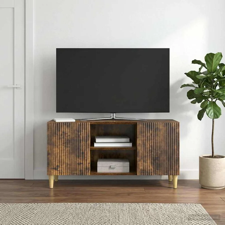 Meuble TV Chêne fumé 102 x 34,5 x 50 cm Bois d'ingénierie