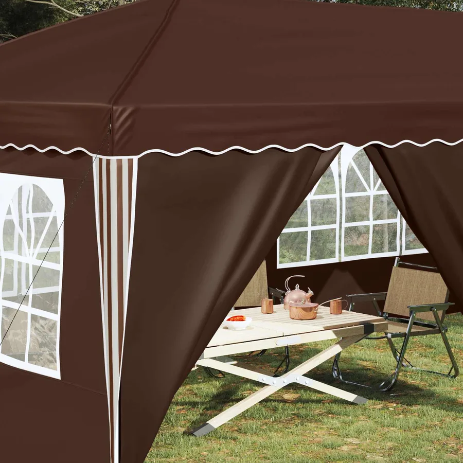 Tente de fête pop-up 575 x 288 x 245 cm Marron - 3