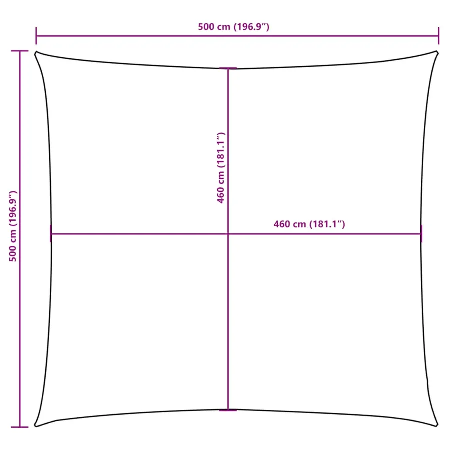 Voile de parasol tissu oxford carré 5x5 m taupe - 10