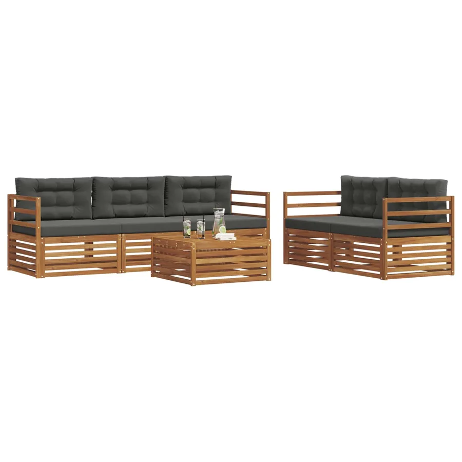 Ensemble de canapés d'extérieur 6 pcs Naturel et Anthracite - 3