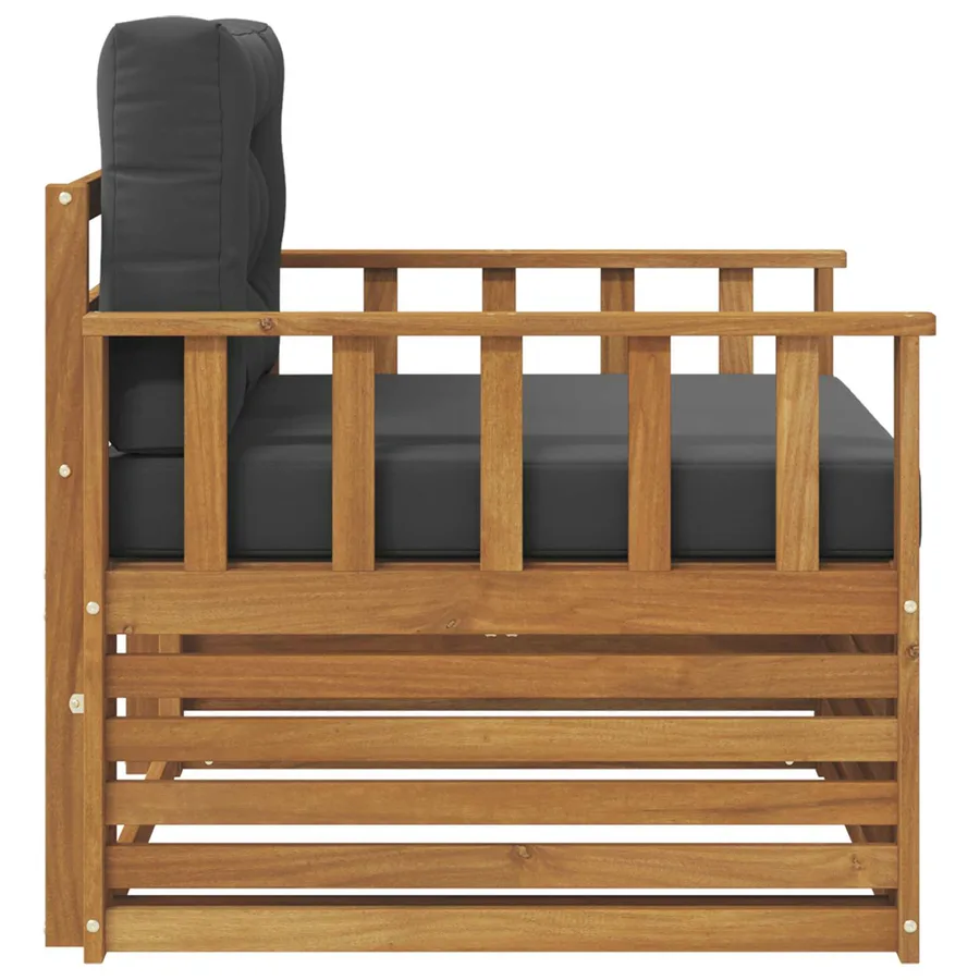 Canapé d’extérieur Bois d'acacia massif et polyester - 4