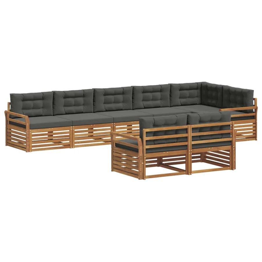 Ensemble de canapés d'extérieur 8 pcs Naturel et Anthracite - 2