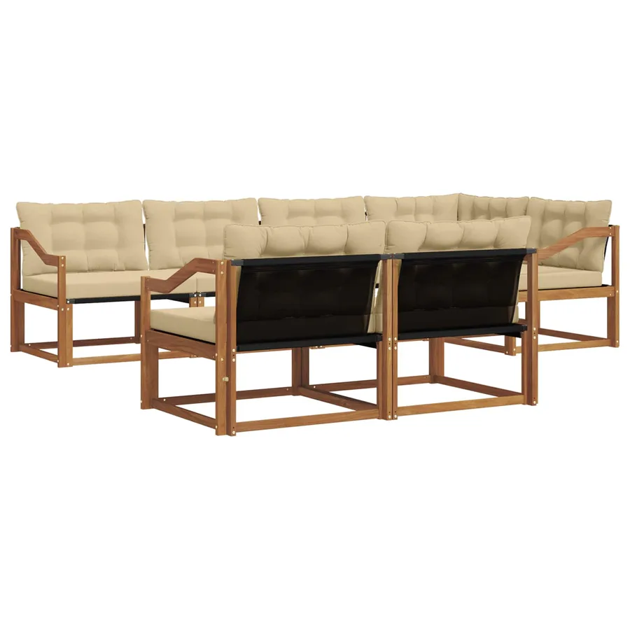 Ensemble de canapés d'extérieur 7 pcs Naturel et Beige - 2