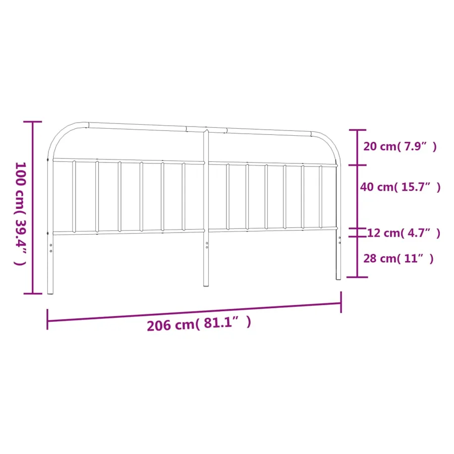 Tête de lit de remplacement métal noir 200 cm - 7