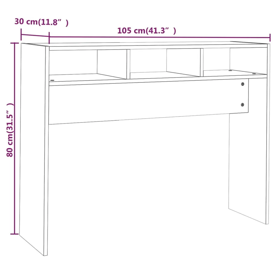 Table console gris béton 105x30x80 cm bois d'ingénierie - 7