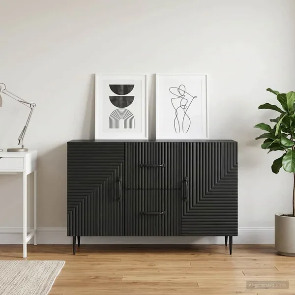 Buffet avec tiroir Noir 89 x 34,5 x 60 cm Bois d'ingénierie