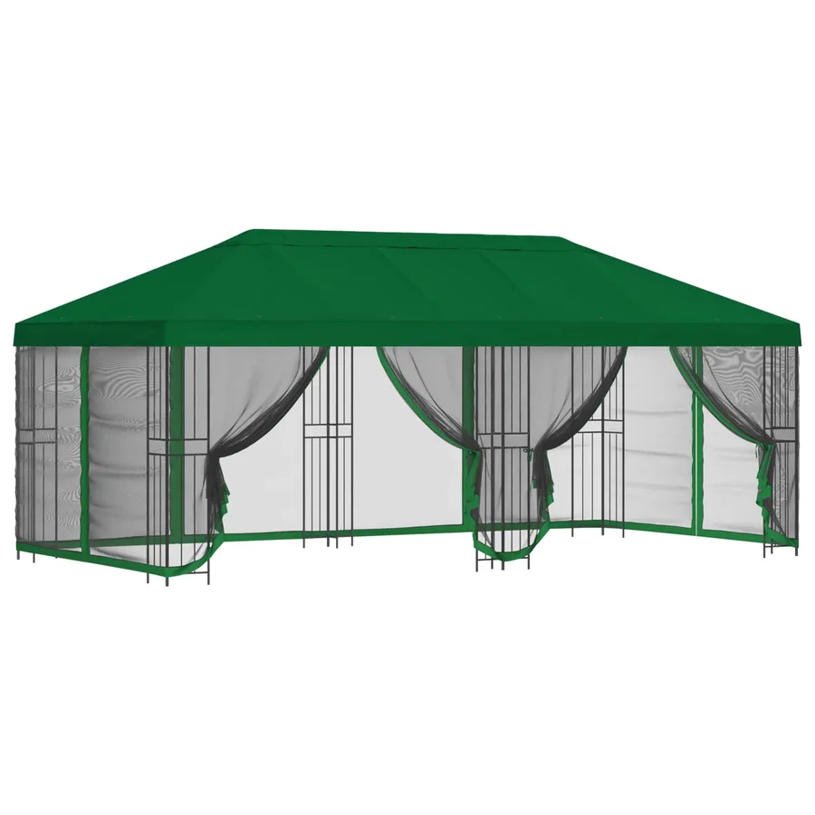 Gazebo avec murs latéraux 6 x 3 m Vert Polyester et Acier 190 - 2