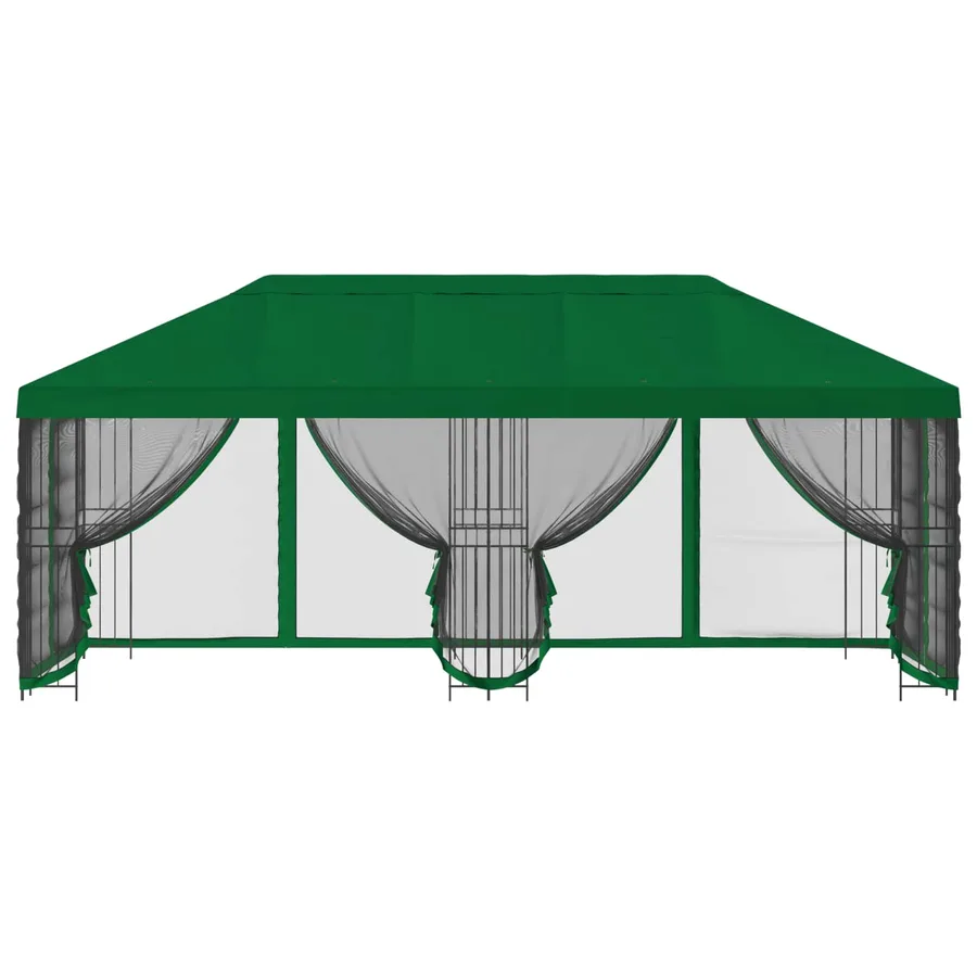 Gazebo avec murs latéraux 6 x 3 m Vert Polyester et Acier 190 - 3