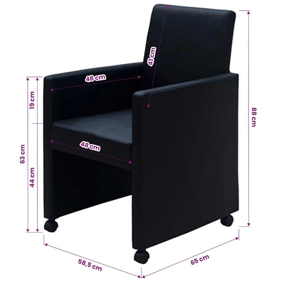 Chaises à manger lot de 6 noir similicuir - 7