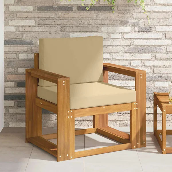 Canapé d’extérieur Bois d'acacia massif et polyester Naturel
