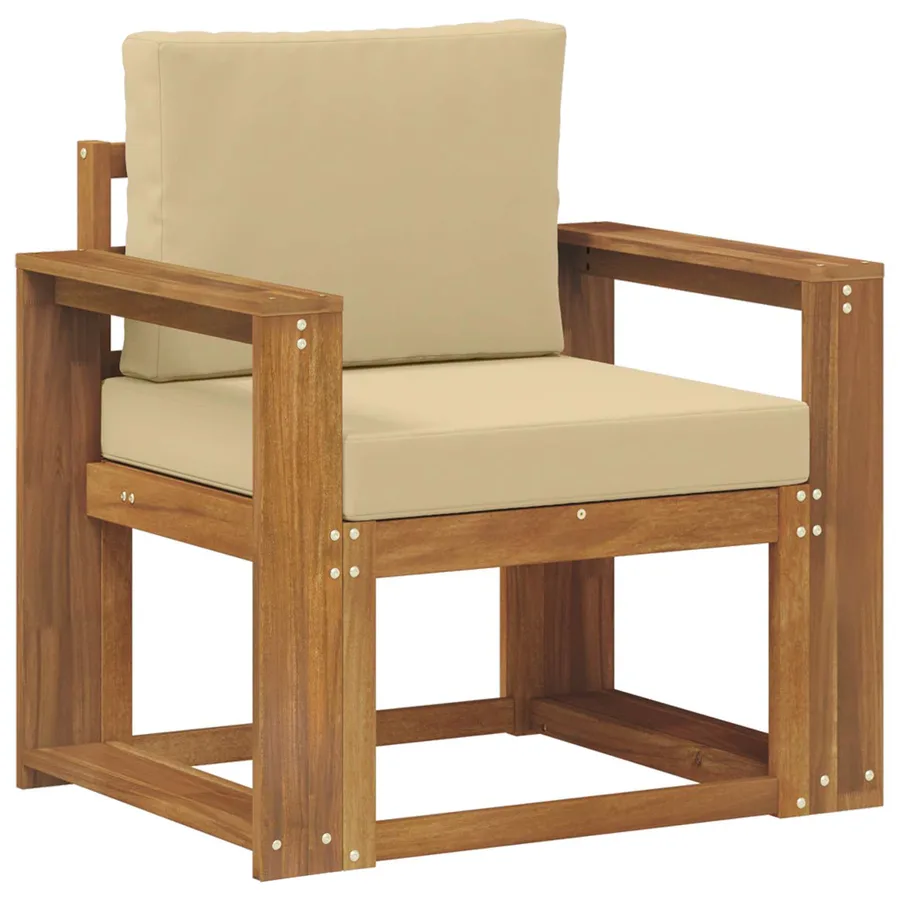 Canapé d’extérieur Bois d'acacia massif et polyester Naturel - 2
