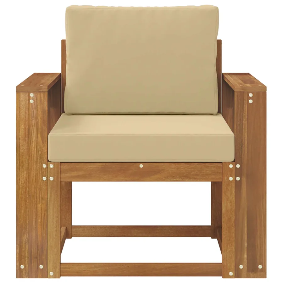 Canapé d’extérieur Bois d'acacia massif et polyester Naturel - 3