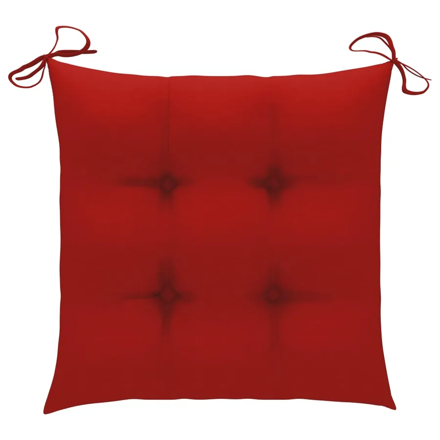 Chaises de jardin et coussins rouge lot de 4 Bois teck massif - 6