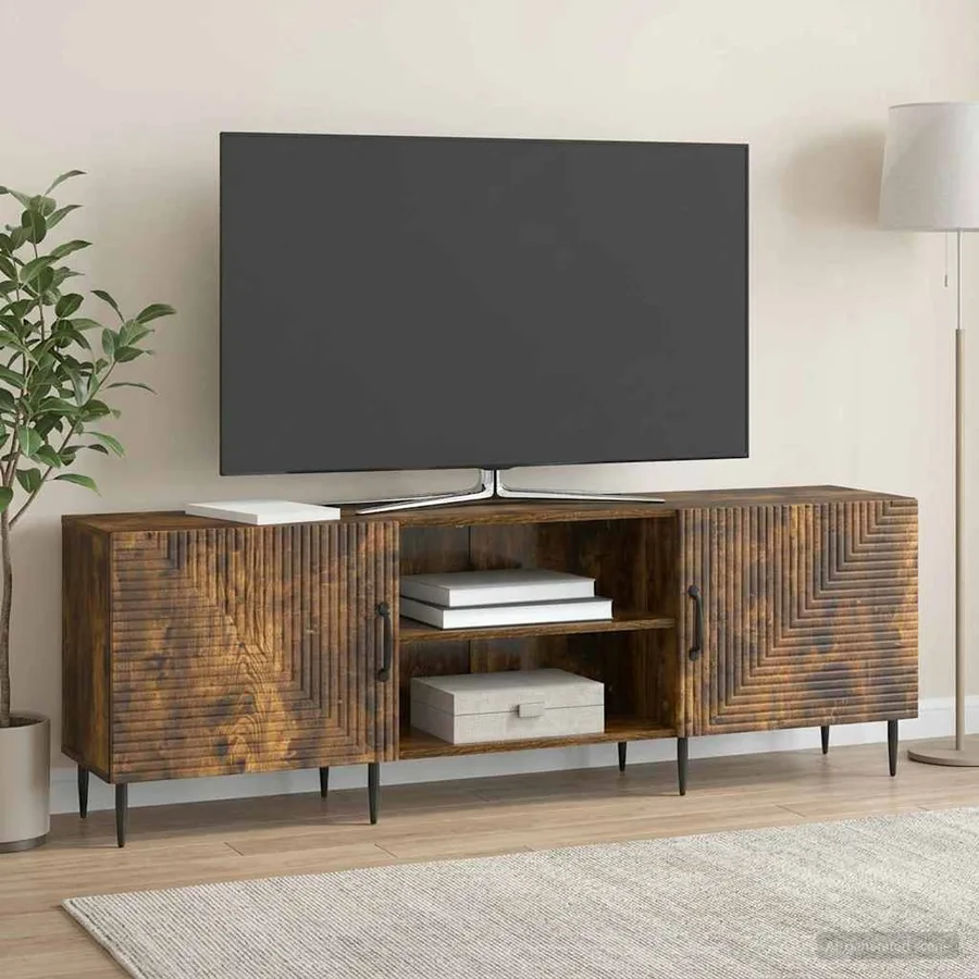 Meuble TV Chêne fumé 150 x 31 x 50 cm Bois d'ingénierie - 4