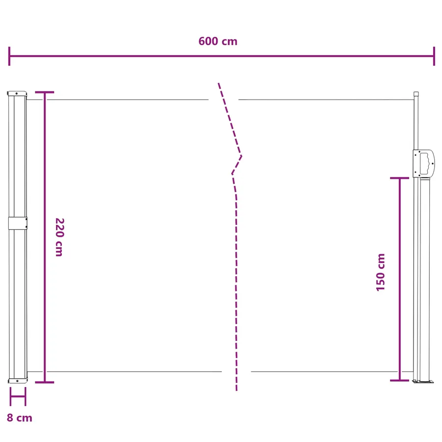 Store latéral rétractable Sable 600 x 220 cm Polyester - 8