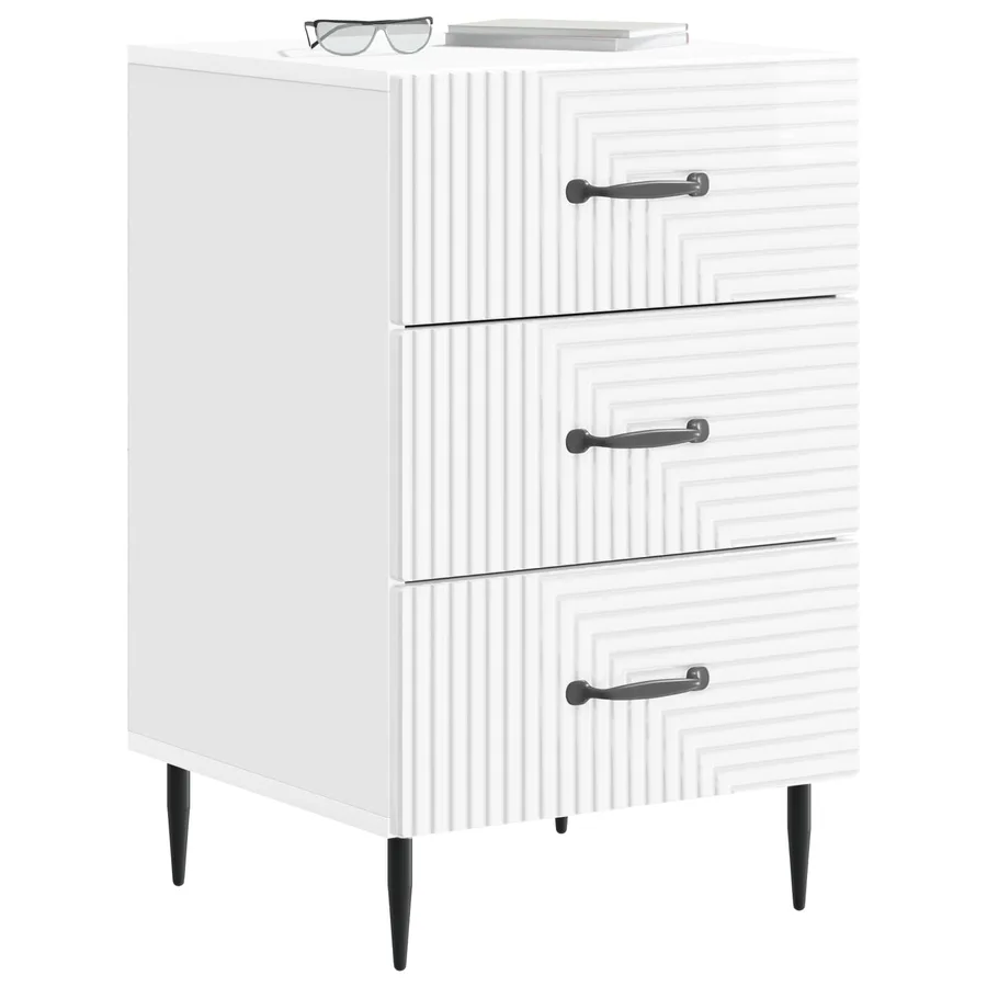 Cabinet de chevet avec tiroir Blanc brillant 43 x 41 x 66,5 cm - 3