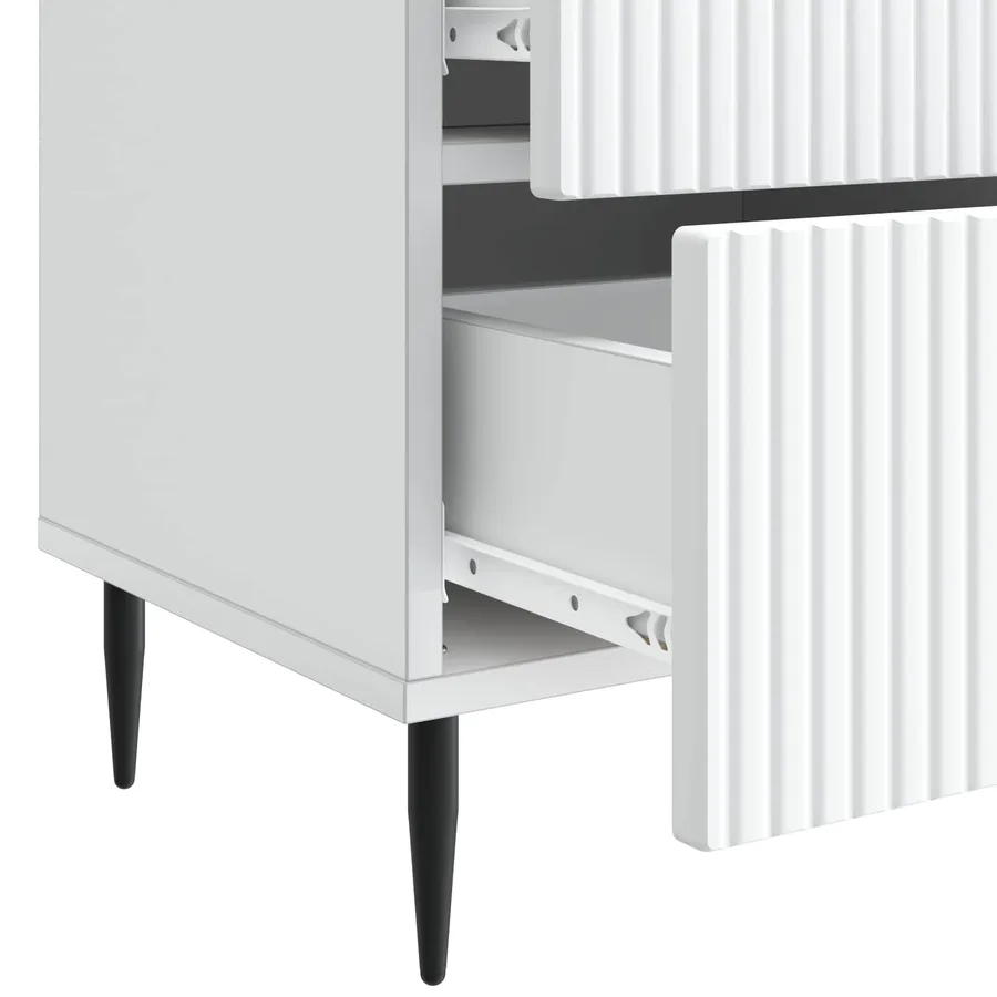 Cabinet de chevet avec tiroir 2 pcs Blanc 43 x 34,5 x 47,5 cm - 11