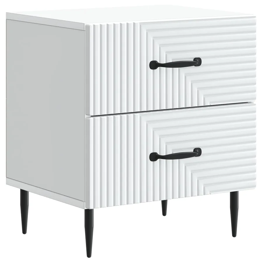 Cabinet de chevet avec tiroir 2 pcs Blanc 43 x 34,5 x 47,5 cm - 5