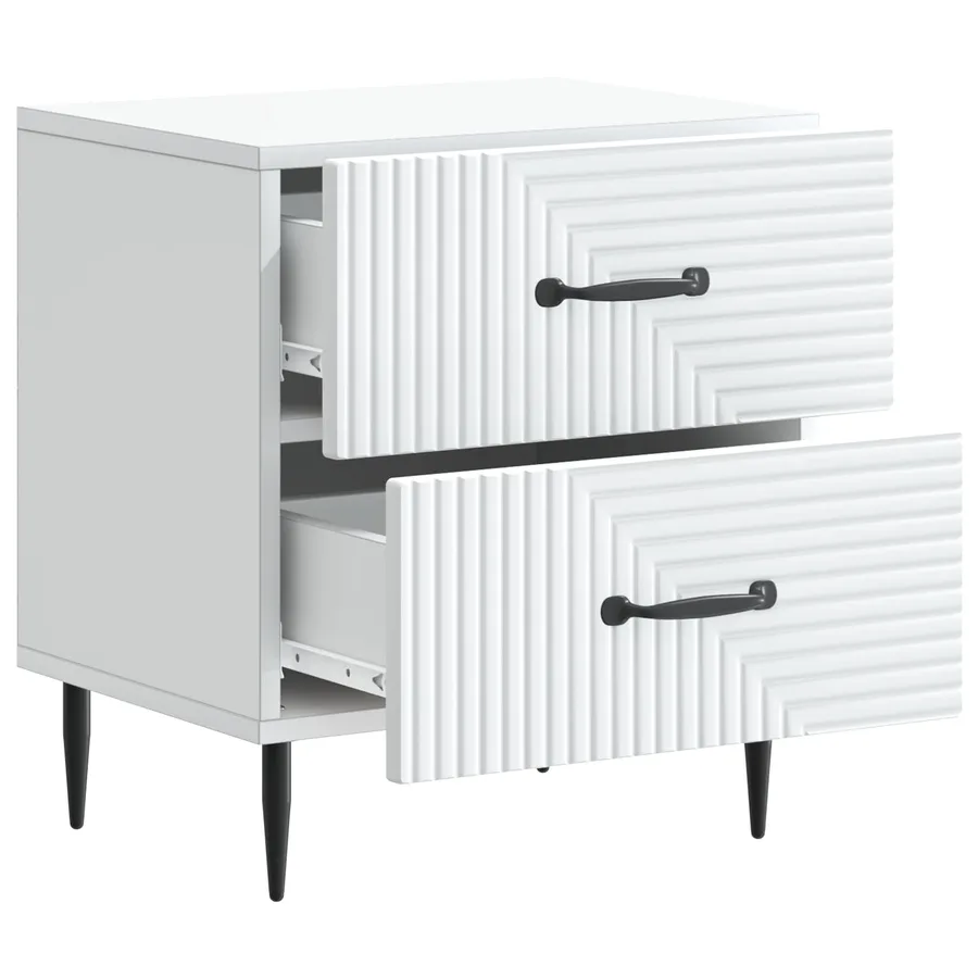 Cabinet de chevet avec tiroir 2 pcs Blanc 43 x 34,5 x 47,5 cm - 6