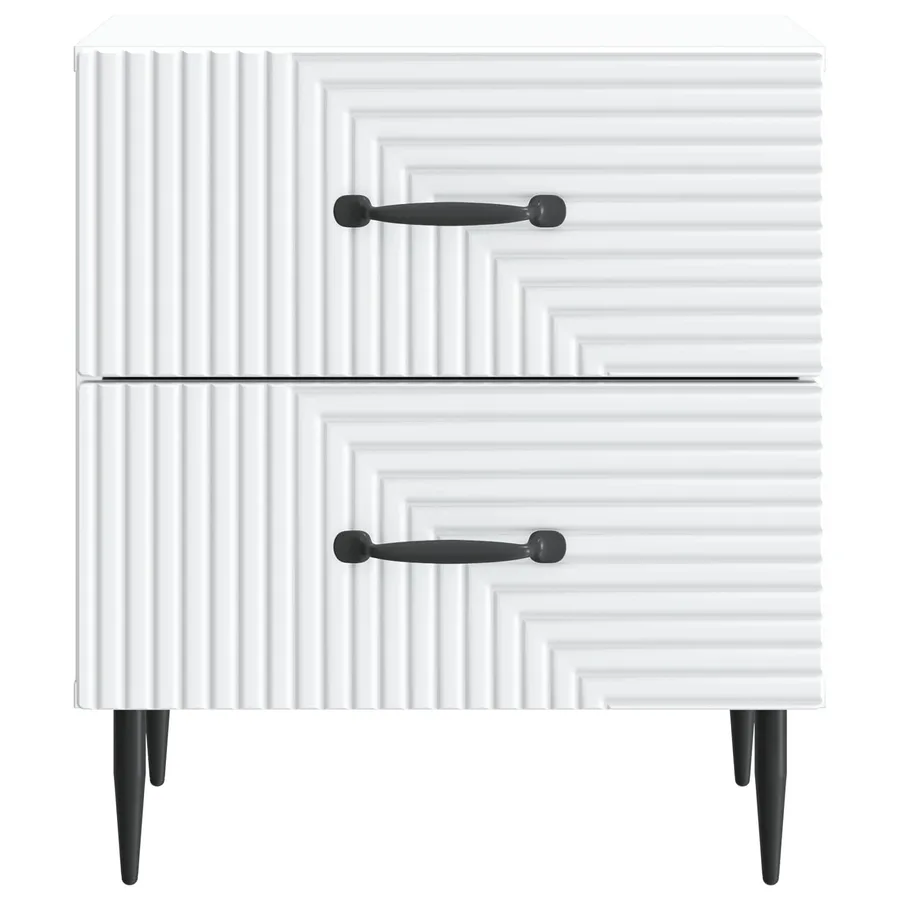 Cabinet de chevet avec tiroir 2 pcs Blanc 43 x 34,5 x 47,5 cm - 7