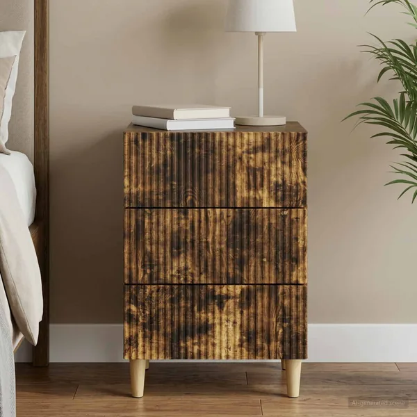 Cabinet de chevet avec tiroir Chêne fumé 43 x 41 x 66,5 cm