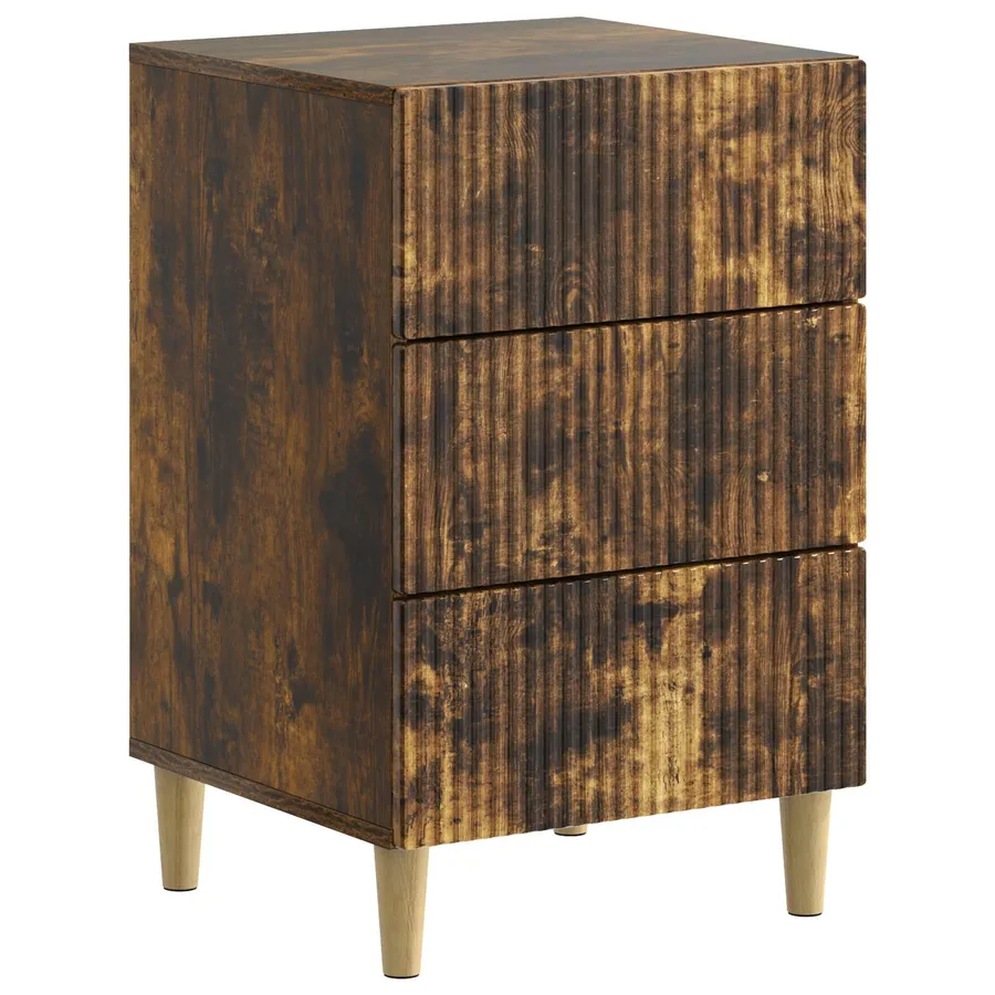 Cabinet de chevet avec tiroir Chêne fumé 43 x 41 x 66,5 cm - 2