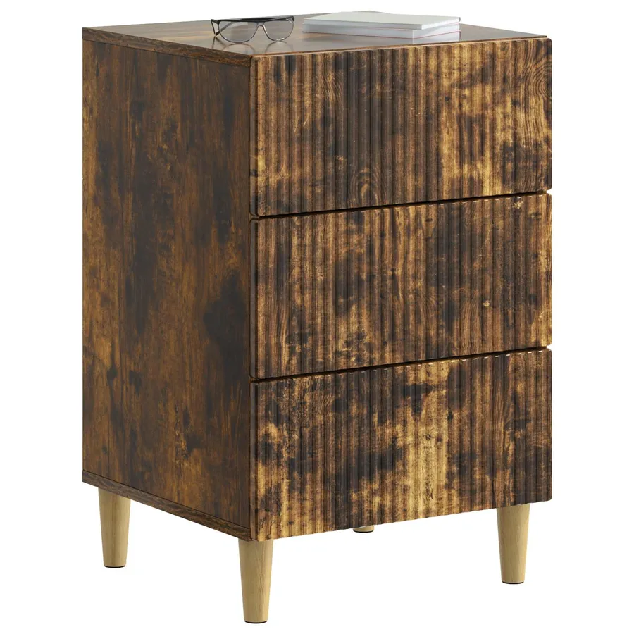 Cabinet de chevet avec tiroir Chêne fumé 43 x 41 x 66,5 cm - 3