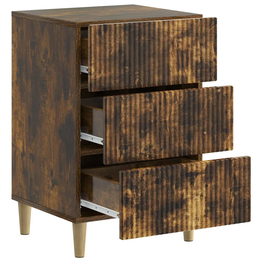 Cabinet de chevet avec tiroir Chêne fumé 43 x 41 x 66,5 cm - 4
