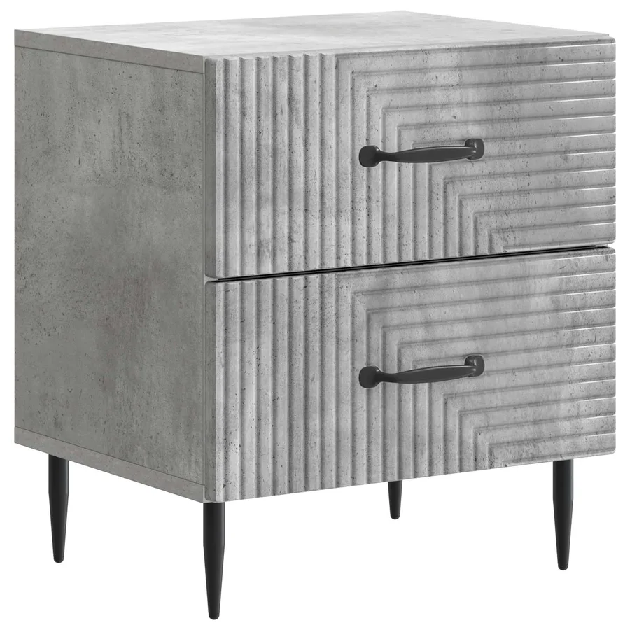 Cabinet de chevet avec tiroir Gris béton 43 x 34,5 x 47,5 cm - 2