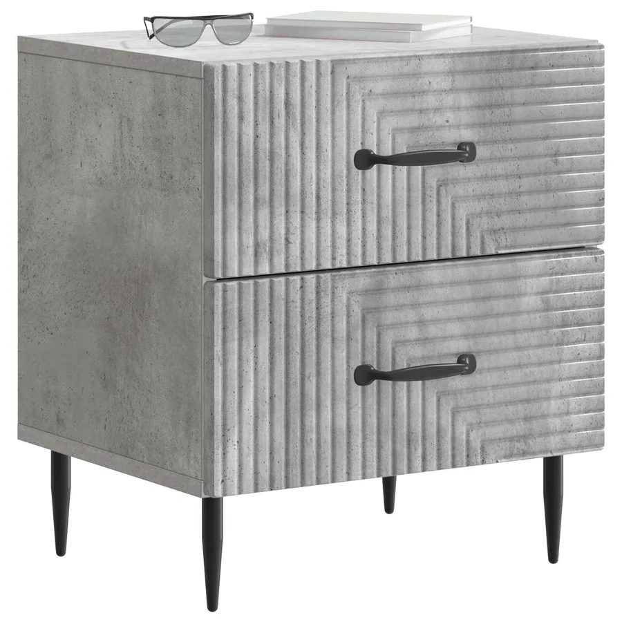 Cabinet de chevet avec tiroir Gris béton 43 x 34,5 x 47,5 cm - 3