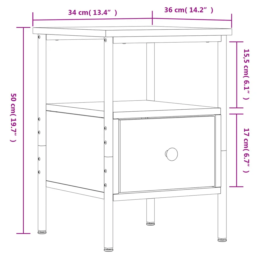 Tables de chevet 2 pcs chêne fumé 34x36x50 cm bois ingénierie - 12