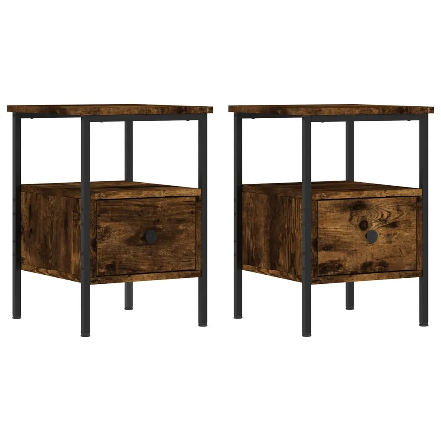 Tables de chevet 2 pcs chêne fumé 34x36x50 cm bois ingénierie - 2