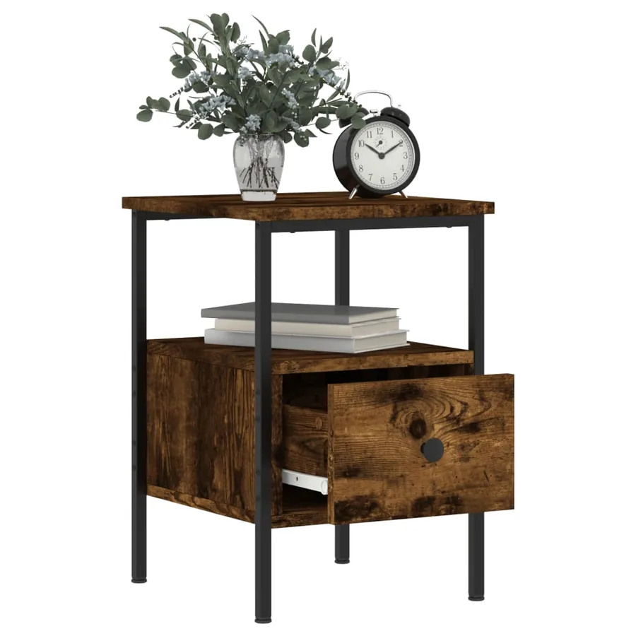 Tables de chevet 2 pcs chêne fumé 34x36x50 cm bois ingénierie - 9
