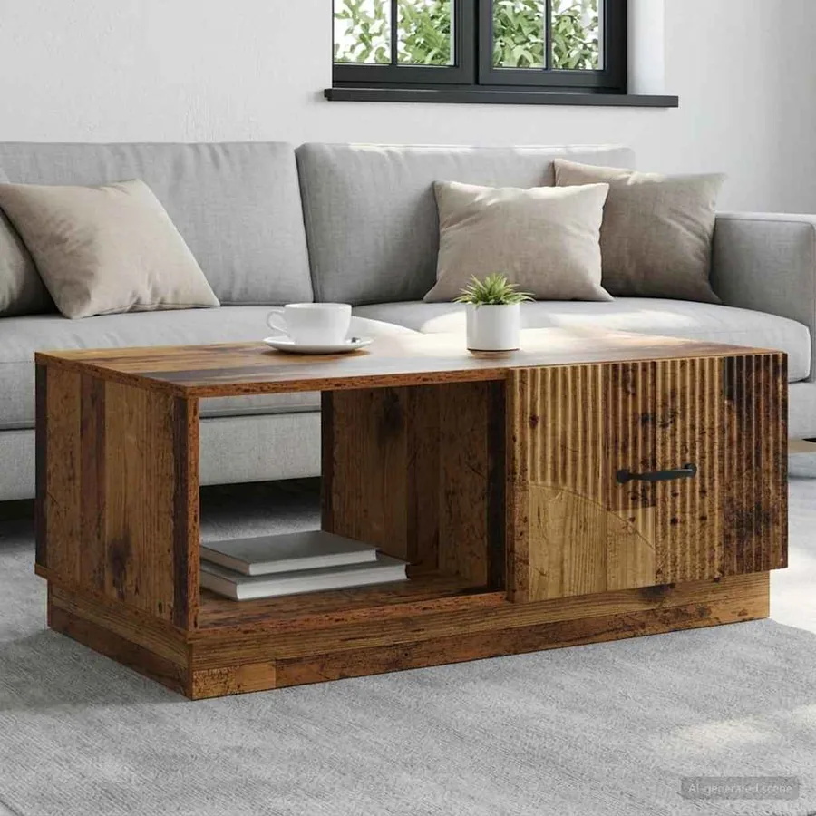 Table basse Bois ancien 90 x 50 x 37 cm Bois d'ingénierie